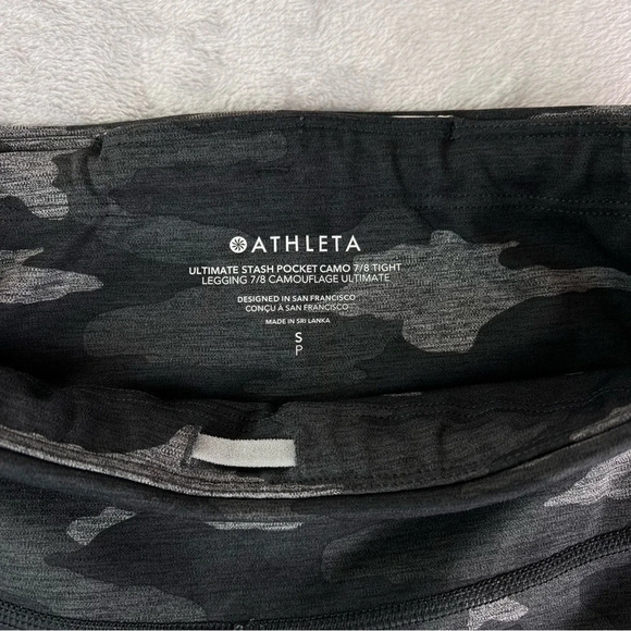Athleta Ultimate Stash Camo 7/8 Tight Leggings Size Small Cropped Grey Yoga - Picture 12 of 14